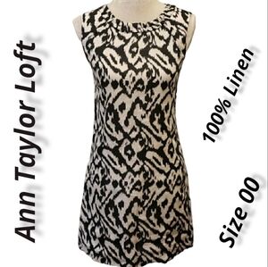 Ann TAYLOR LOFT Linen Sleeveless Shift Dress sz 00 EUC